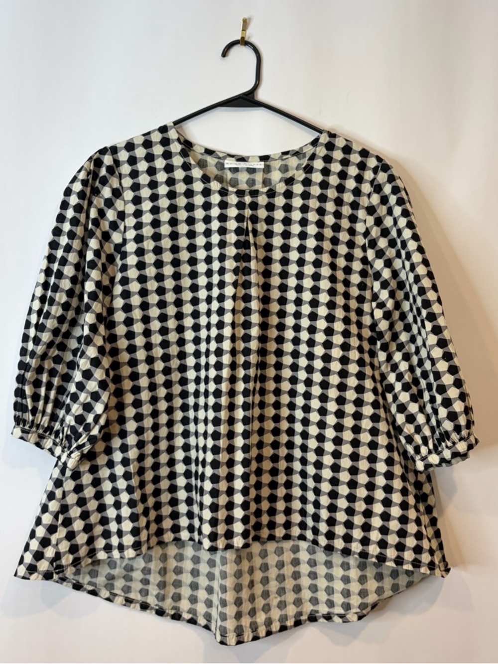 Bryn Walker Lucinda Organic Cotton Poplin Checkered Print Hi-Low Hem XS Artsy - Picture 2 of 8